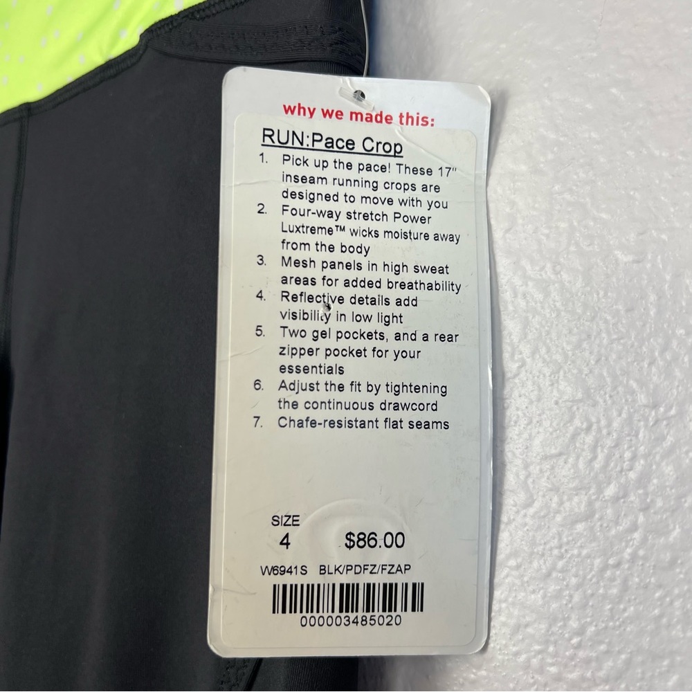 NWT Lululemon Run Pace Crop Black Polka Dot Size 4 - Picture 3 of 10
